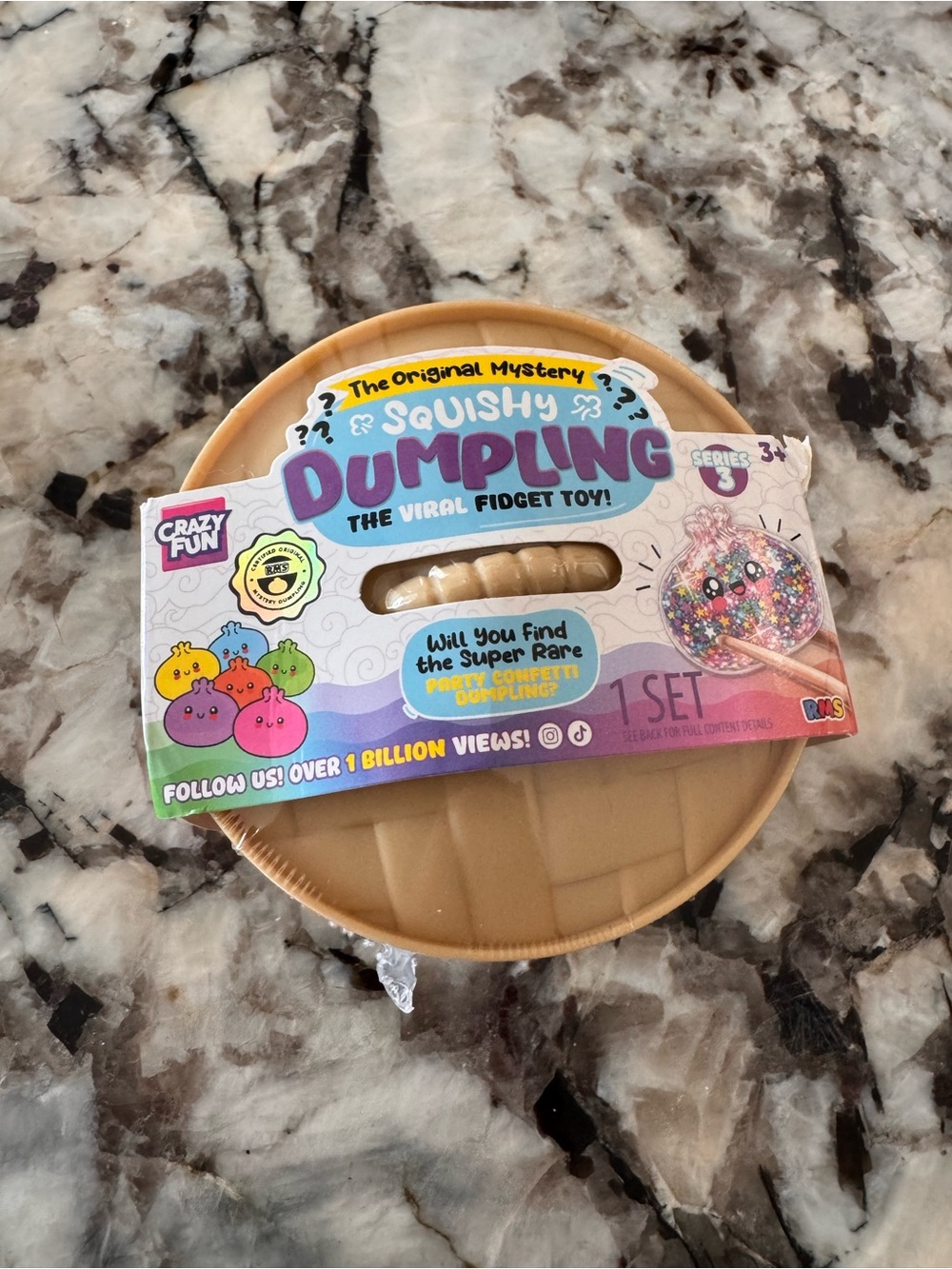 RMS Confetti Squishy Dumpling Viral Fidget Toy - Tan